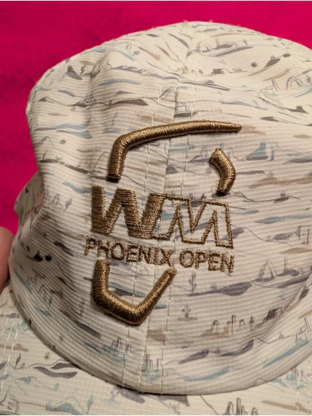 WM Phoenix Open TPC Scottsdale Golf Hat Imperial White Desert Print Performance